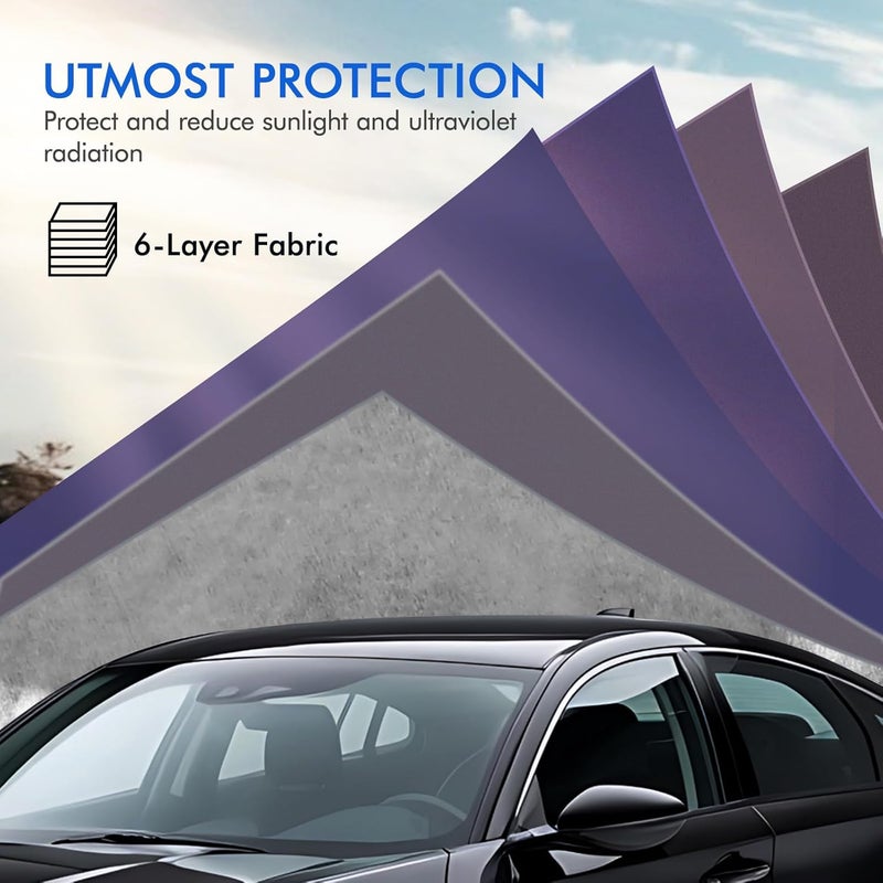 DINGHAO Car Cover Waterproof All Weather, 6 Layers Outdoor Full Exterior Cover Rain Sun UV Snowproof Protection with Zipper Cotton, Mirror Pocket for Honda Accord - Image 4